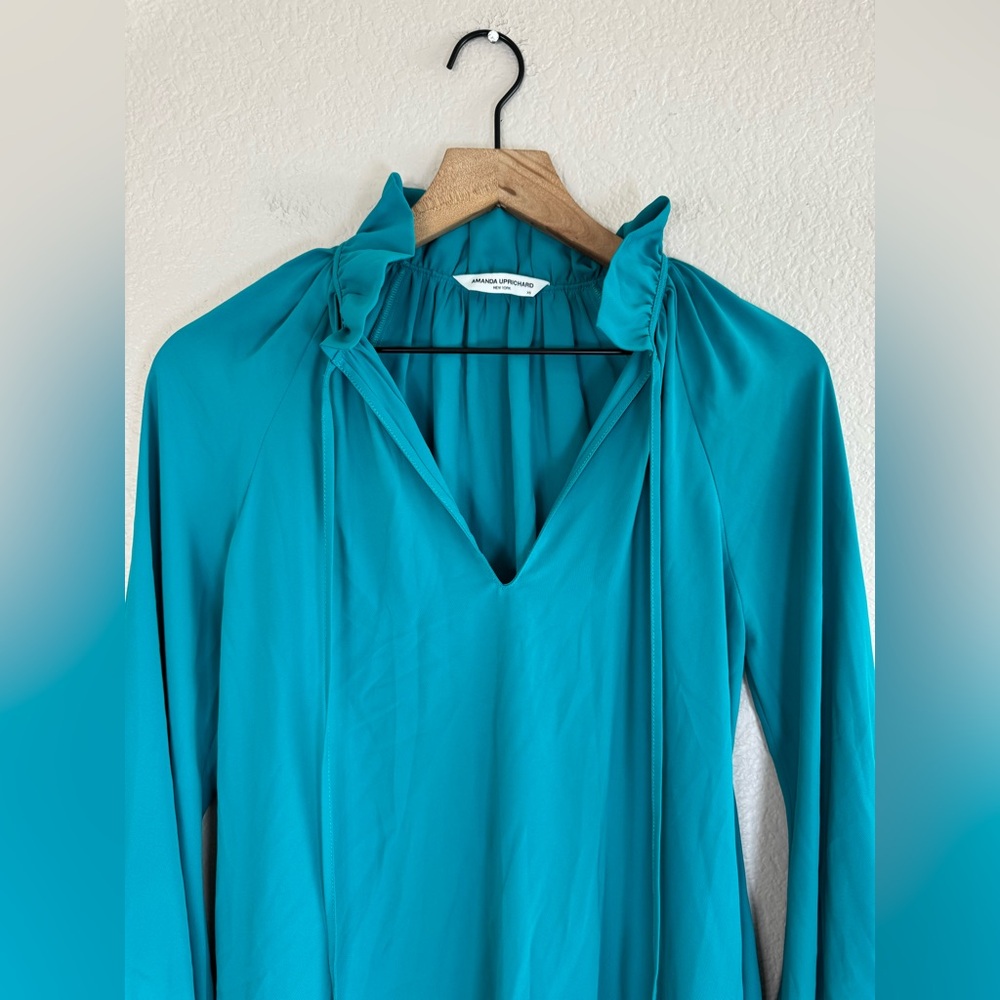 Amanda Uprichard New York Vittoria Teal Mini Shift Dress size XS $216 - Picture 4 of 12
